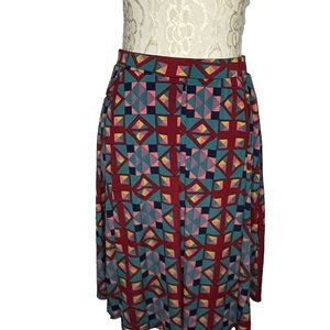 LuLaRoe Madison Womens Plus Size 2X Skirt Geometric w/ Pockets  Red Teal Purple